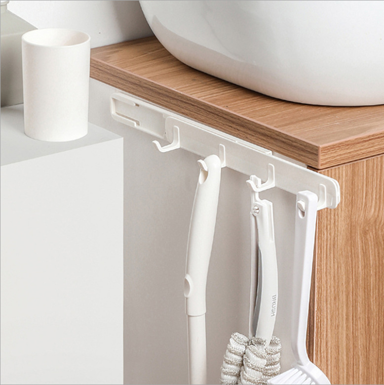 抽拉式挂钩壁挂式免打孔门后小物件挂架家用厨卫缝隙伸缩粘钩