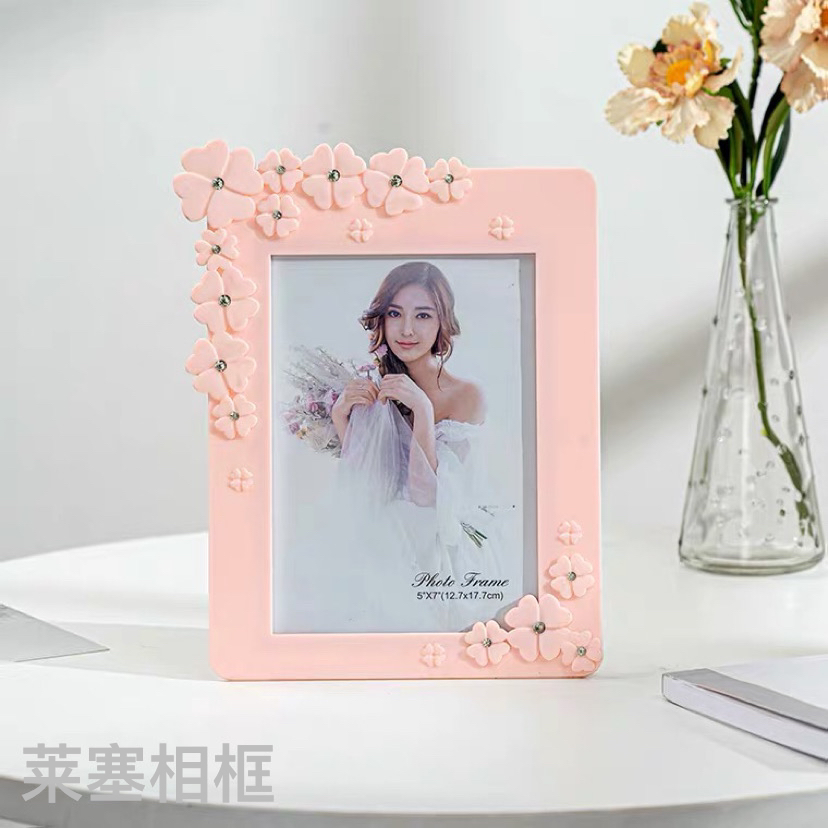 Blue flower with diamond creative decorative items for home decoration, living room and bedroom handicrafts, photos, plastic photo frames Specification image