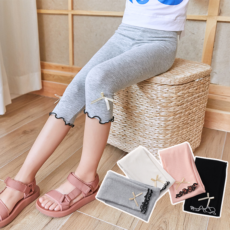 Summer thin children's 7-inch pants, pink children's 7-inch pants, Korean-style children's clothing, summer women's baby mid-length pants