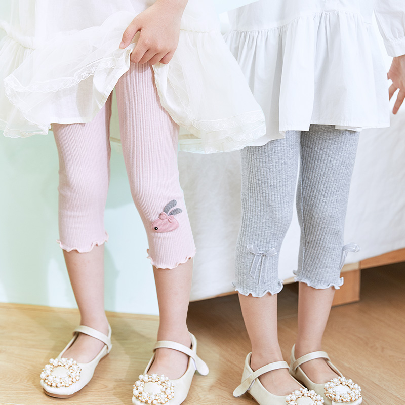 Summer thin cotton children's stockings, girls' stylish summer long pants, cute baby pants, outerwear capri pants details Picture