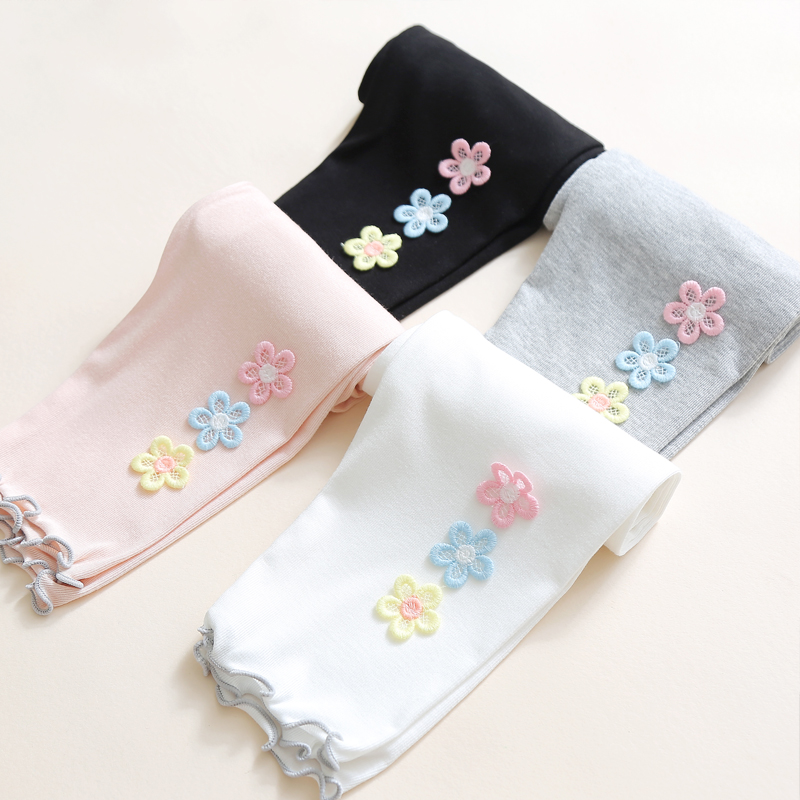 Children's base socks, summer girls' pants, stylish girls' pants, capri pants, Korean version capri pants, mid-length pants, baby long pants details Picture