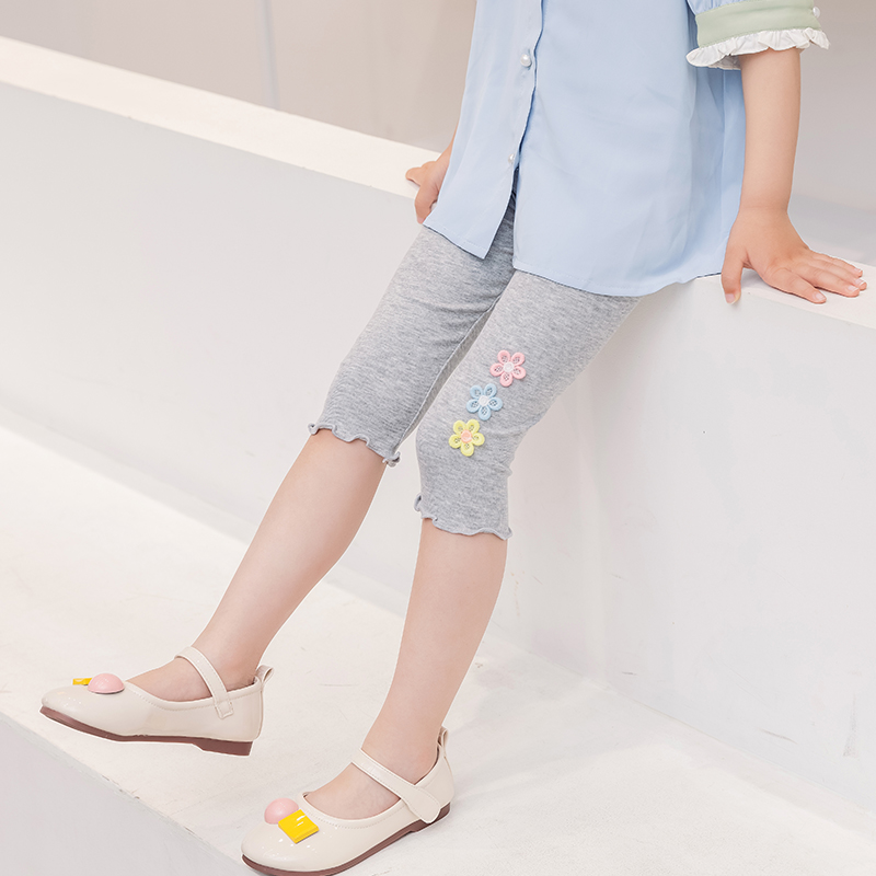 Children's base socks, summer girls' pants, stylish girls' pants, capri pants, Korean version capri pants, mid-length pants, baby long pants