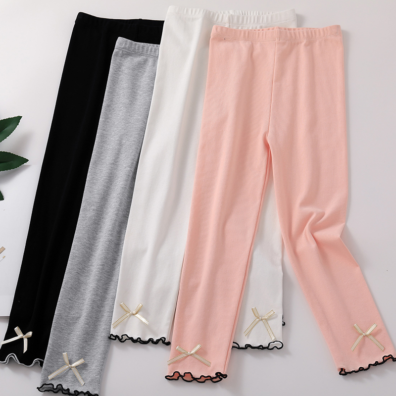 2022 Girls' base socks nine-inch pants for spring girls and children's summer wear Modal thin long pants details Picture