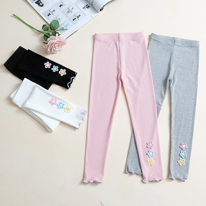 Summer girls' base socks, thin outerwear children's pants, Modal baby's nine-inch pants, baby pink pants details Picture