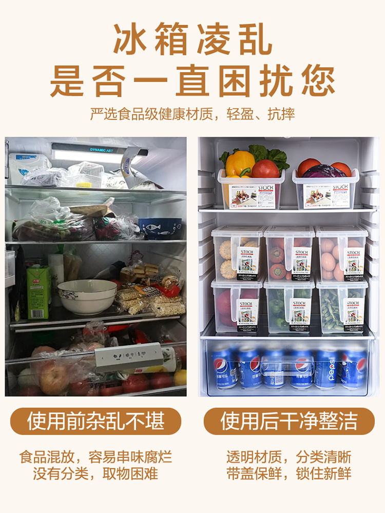Refrigerator storage box Crisper box Food grade kitchen organizer special frozen transparent plastic vegetable storage box details Picture