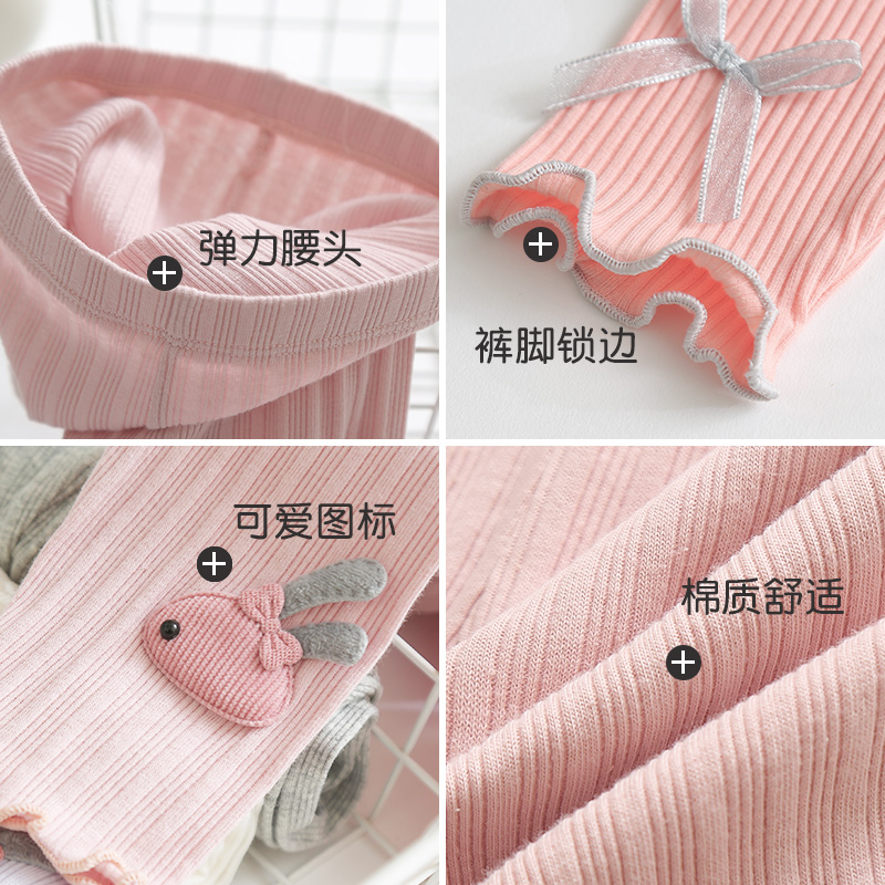 Summer thin cotton children's stockings, girls' stylish summer long pants, cute baby pants, outerwear capri pants Specification image