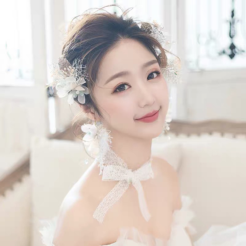 Bride's necklace, Korean-style simple crystal hair band, wedding travel commemorative hair accessory, fresh and beautiful school-style headwear