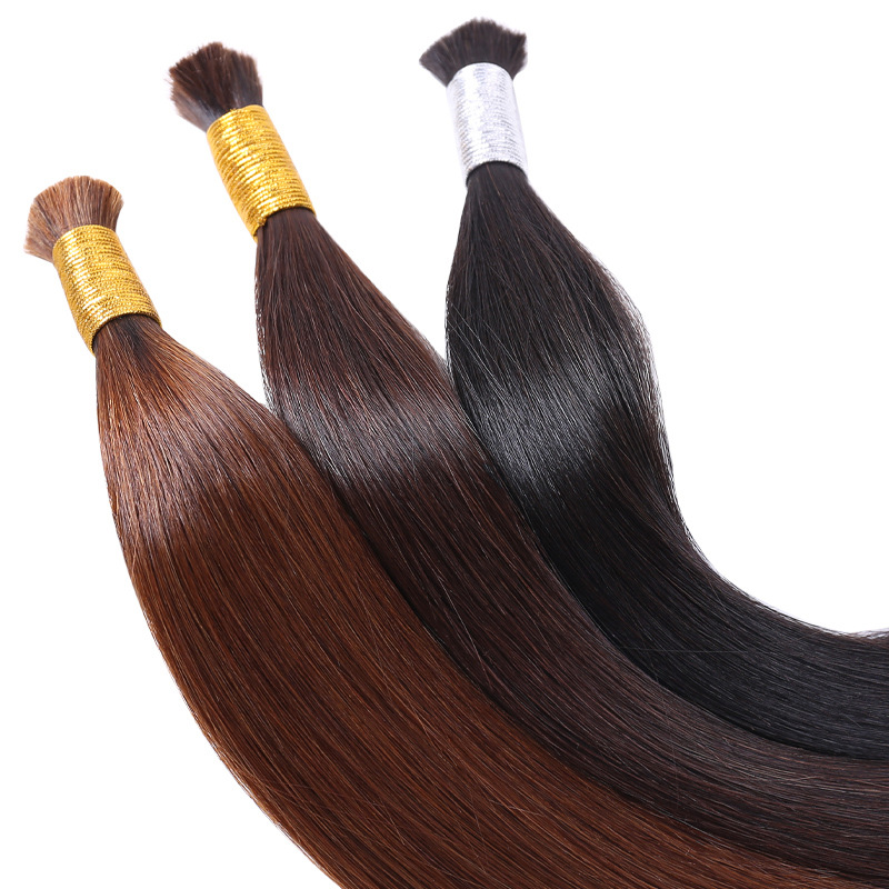 High-quality straight hair bundles, Jurchen hair handles, loose hair, distinguishable from real hair strands, crystal thread, self-stitching, can be dyed and permed Item Picture