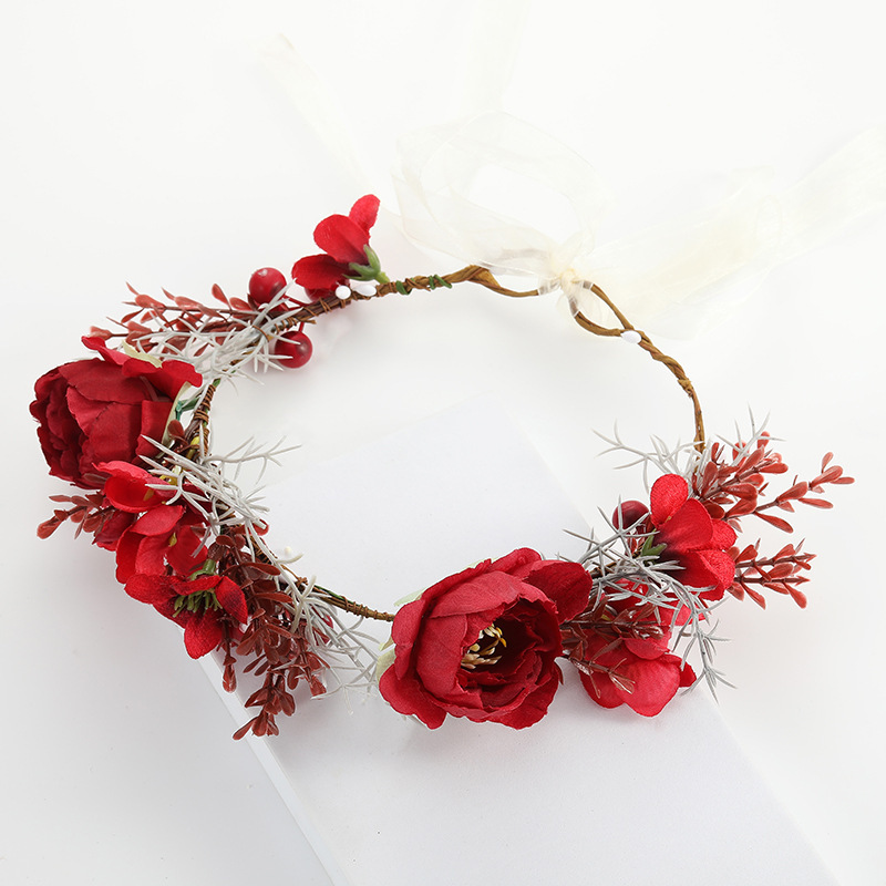 European and American Hawaiian garland fairy bridesmaid flower girl headwear, forest-themed photo shoot props, garland bride headwear Item Picture
