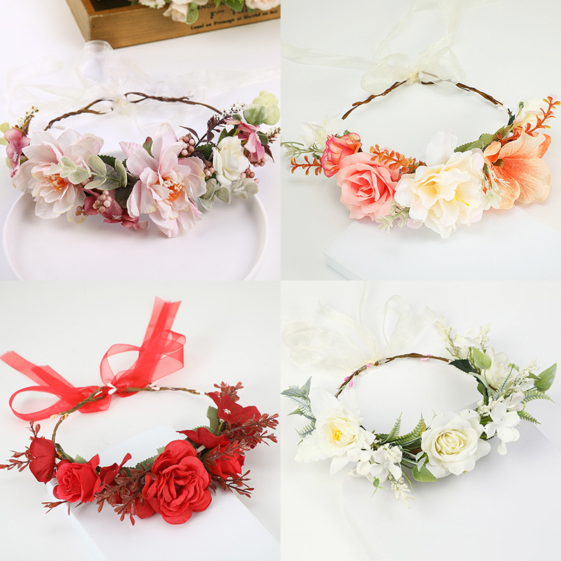 Forest-style garland headwear, retro country style photo garland props, outdoor wedding bride simulation garland accessories