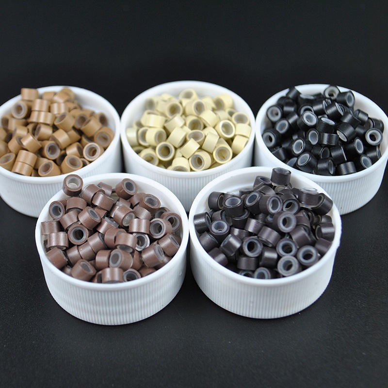 Factory wholesale aluminum silicone hair extension rings, wig extension buckles, false hair bands, silicone buckles, 500 pieces per bottle Application Scenario