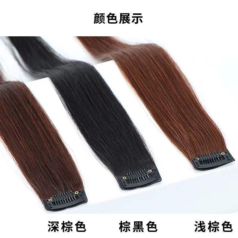 Real hair, single card seamless hair extension, self-extension of invisible bangs, small one-piece wig, long straight hair extension for women Application Scenario