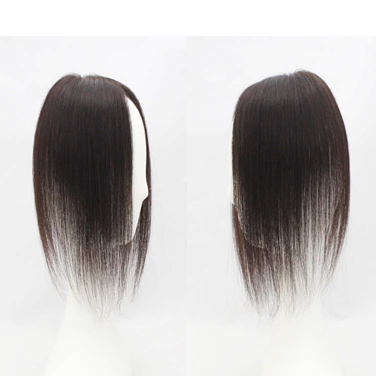 Real human hair wig pieces, women's top hair replacement blocks to cover white hair, invisible breathable hair pads, women's factory in stock wholesale Specification image