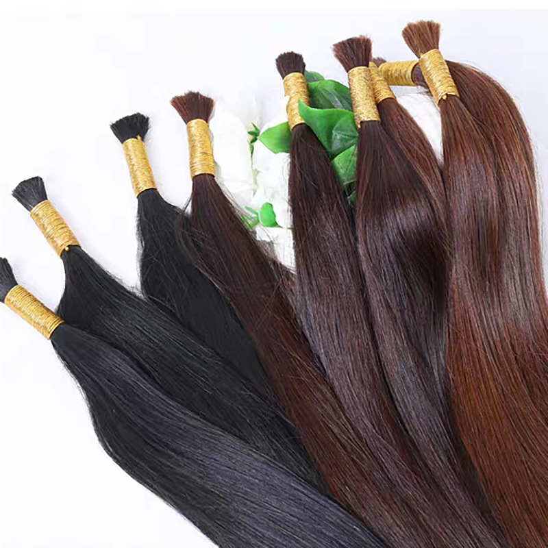 High-quality straight hair bundles, Jurchen hair handles, loose hair, distinguishable from real hair strands, crystal thread, self-stitching, can be dyed and permed details Picture