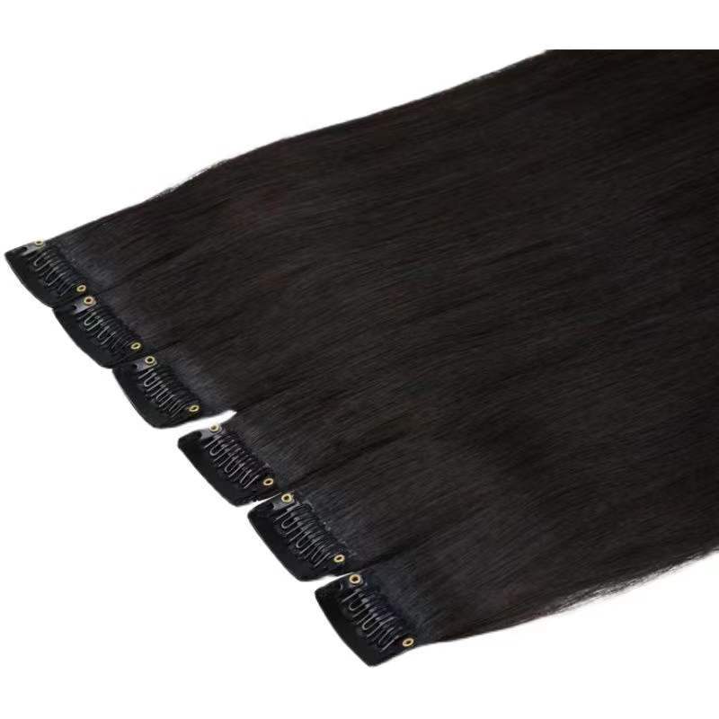 Real hair, single card seamless hair extension, self-extension of invisible bangs, small one-piece wig, long straight hair extension for women Item Picture