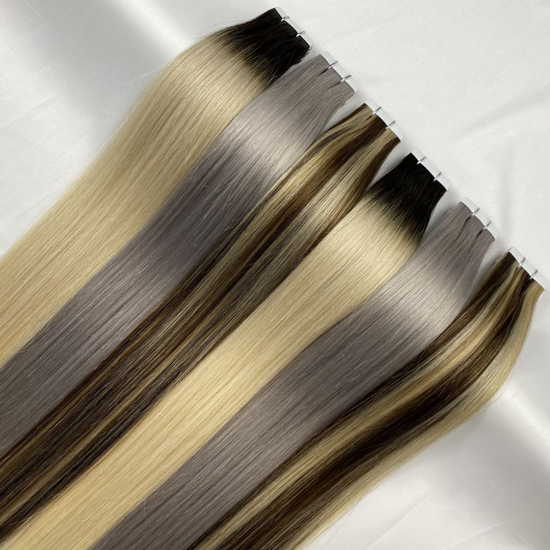 High-end real person hair, color PU one-piece hair extension, a bestseller from Europe and America, can be permed or dyed Item Picture