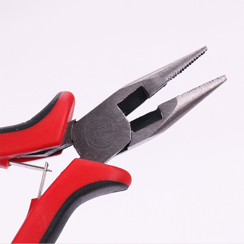 Wholesale of professional hair extension tools, including curved mouth pliers, large pliers, plastic-handled, toothed hair, fishline hair, and silicone ring hair extension pliers Item Picture