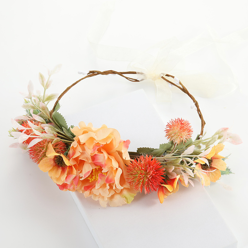 European and American Hawaiian garland fairy bridesmaid flower girl headwear, forest-themed photo shoot props, garland bride headwear details Picture