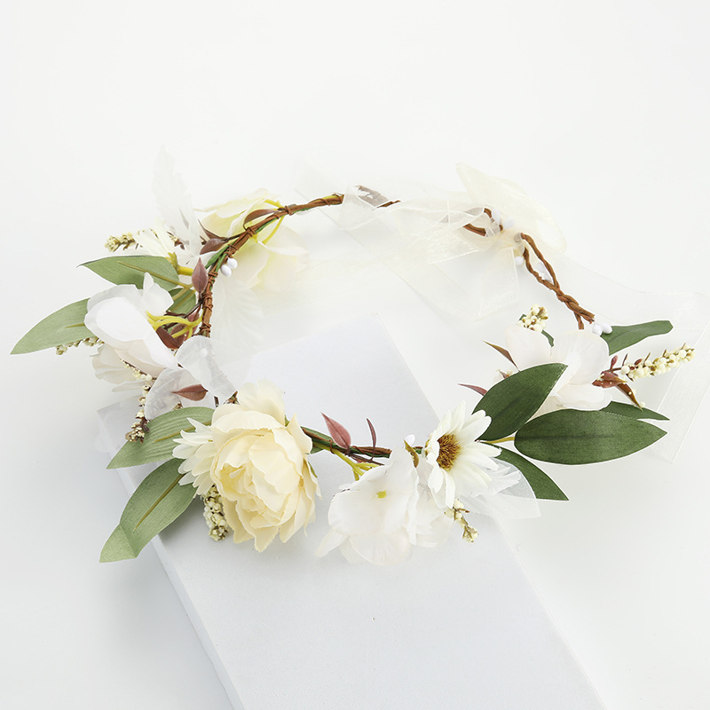 European and American Hawaiian garland fairy bridesmaid flower girl headwear, forest-themed photo shoot props, garland bride headwear Specification image