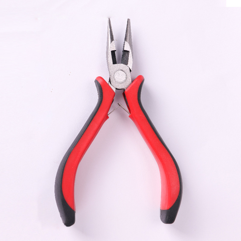 Wholesale of professional hair extension tools, including curved mouth pliers, large pliers, plastic-handled, toothed hair, fishline hair, and silicone ring hair extension pliers details Picture