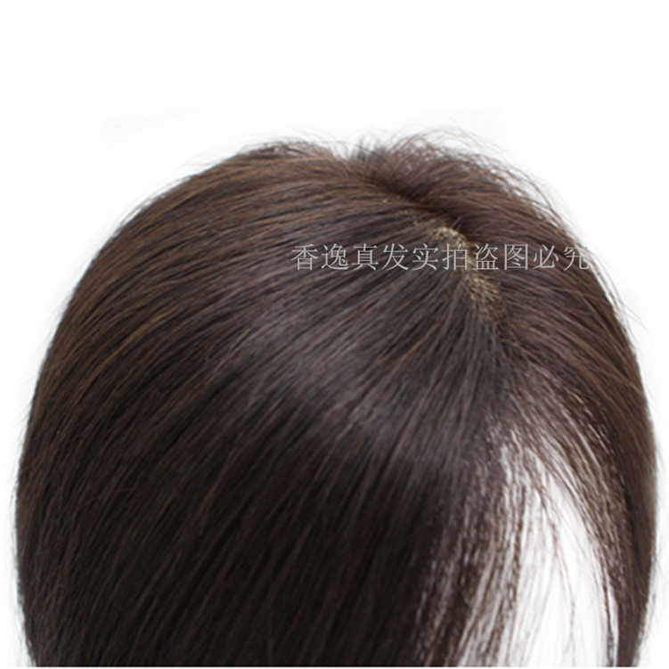 Real human hair wig pieces, women's top hair replacement blocks to cover white hair, invisible breathable hair pads, women's factory in stock wholesale Item Picture
