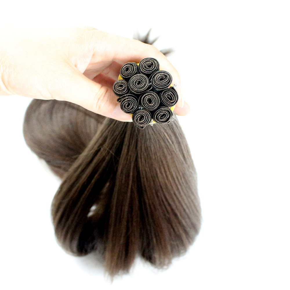 Minimum order one piece of hand-tied Weft Double Drawn Human Hairs details Picture