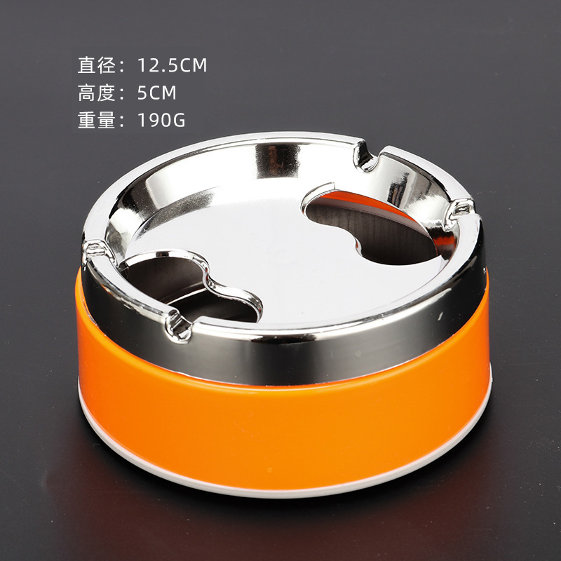 烟灰缸不锈钢 炫彩酒店ktv网吧不锈钢烟灰缸圆形带盖防尘可旋转