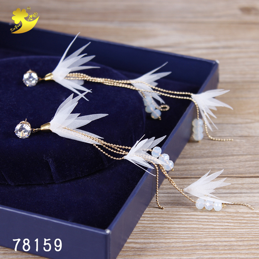 European and American fashion minimalist magazine photo shoot headwear, women's personalized and versatile bridal accessories, tassel crystal earrings