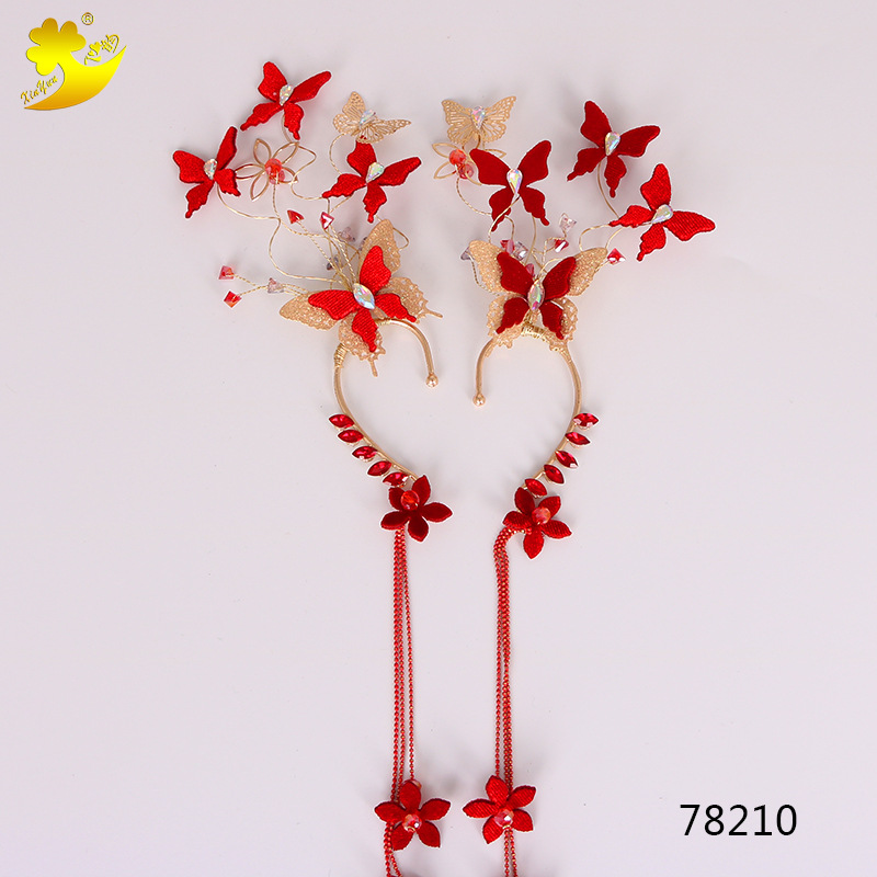 Butterfly fairy ear pendants, princess long tassel earrings, wedding toasting headwear and earrings for brides in Japan and South Korea Application Scenario