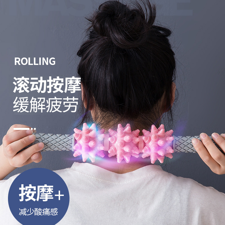 狼牙棒运动滚轴瑜伽齿轮筋膜棒放松全身肌肉经络按摩棒厂家自销