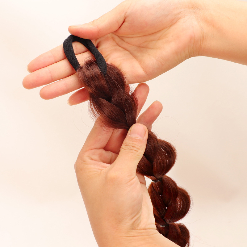 The braided long hair, popular bubble braid wig, ponytail wig, high school girl's ponytail, cute and playful, natural lantern braid details Picture