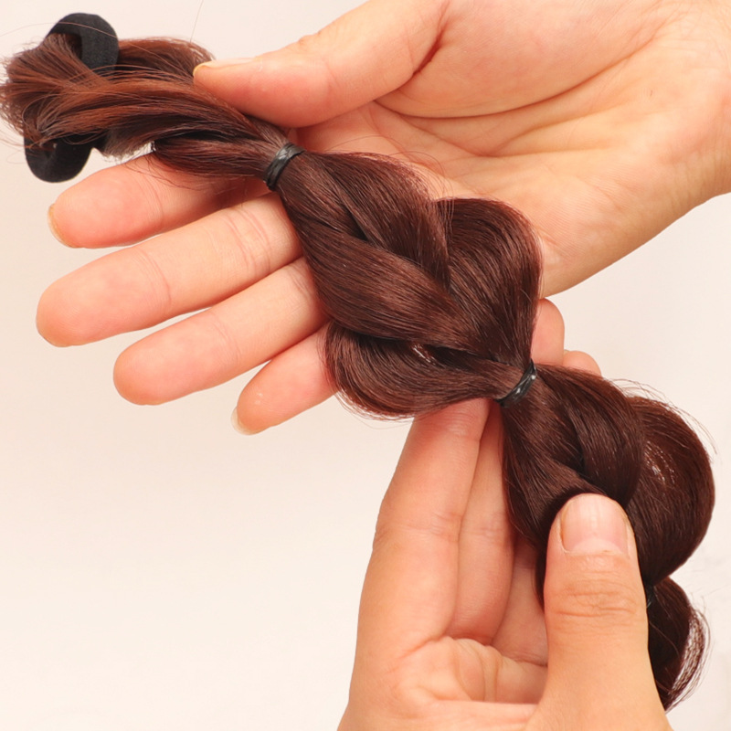 The braided long hair, popular bubble braid wig, ponytail wig, high school girl's ponytail, cute and playful, natural lantern braid Specification image