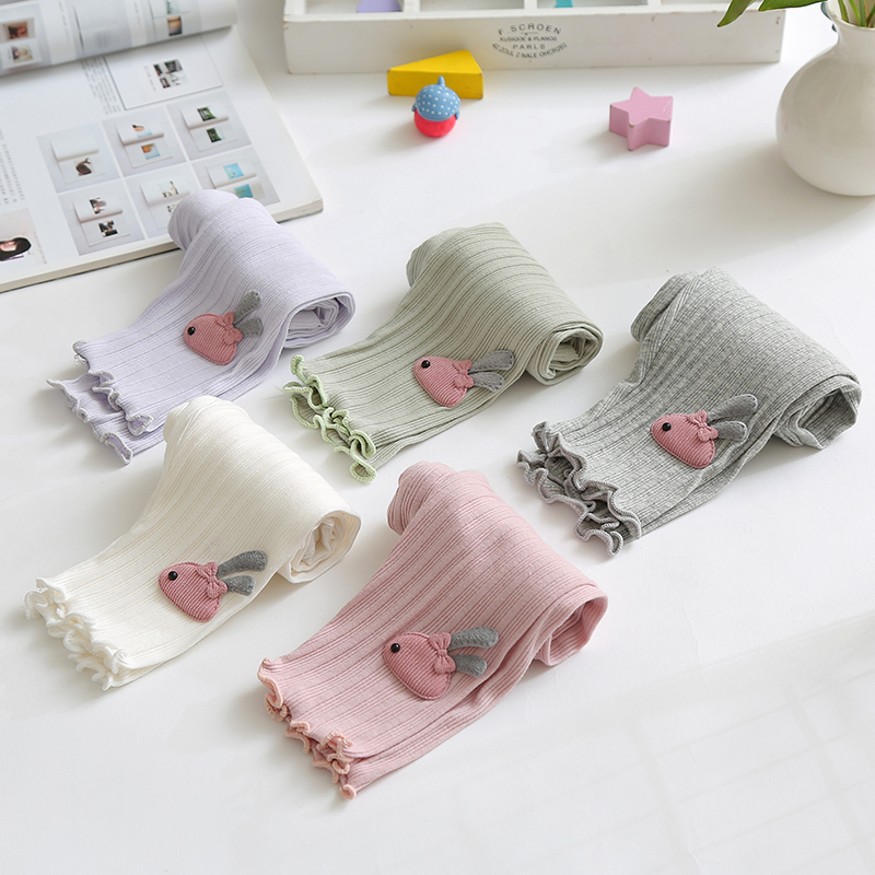 Children's 7 points trousers wear summer thin mid-style trousers little girls trousers cartoon cotton capri trousers girls leggings