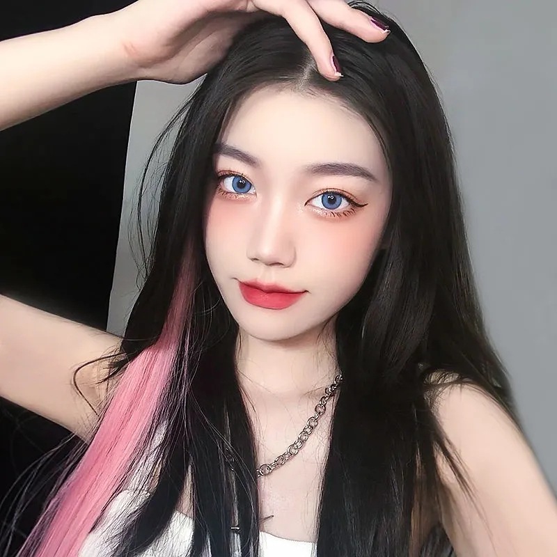 One-piece color hair extensions for ear-hanging hair, natural gradient hair extensions for women's long hair, and hair highlight dyeing Specification image