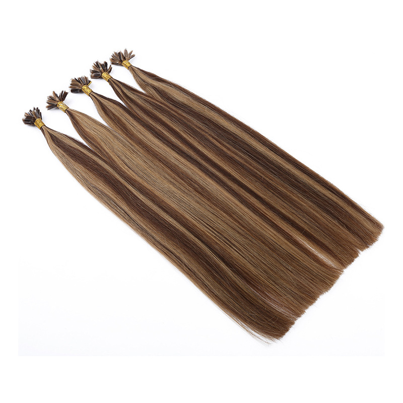 White high-end bonding hair extensions Real person Natural Hair extension bundle Specification image