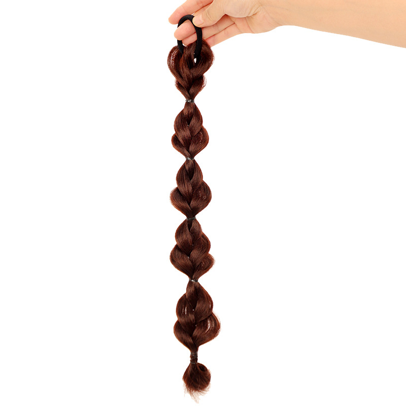 The braided long hair, popular bubble braid wig, ponytail wig, high school girl's ponytail, cute and playful, natural lantern braid Item Picture