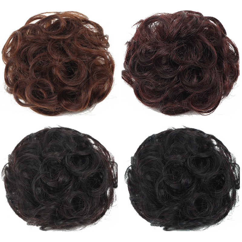 Real hair bun hair circle, fake hair bun, flower bud head, ancient costume hair bun, fluffy and natural, half bun hair decoration bun Item Picture