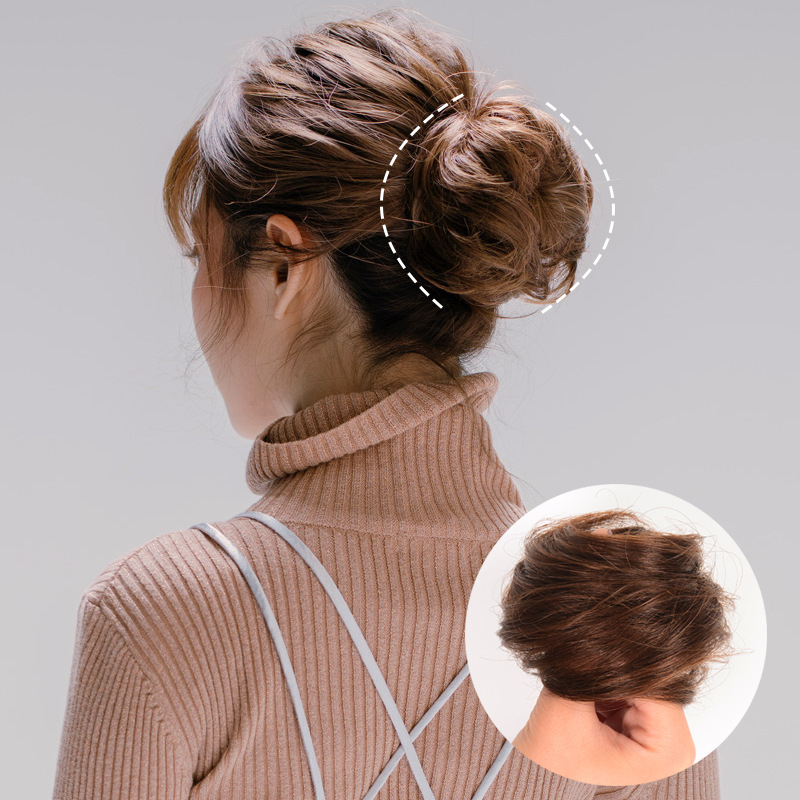 False hair bag, real hair, large volume, lady's fluffy bun hairstyle, wig, hair band curls, real hair wig circle Application Scenario