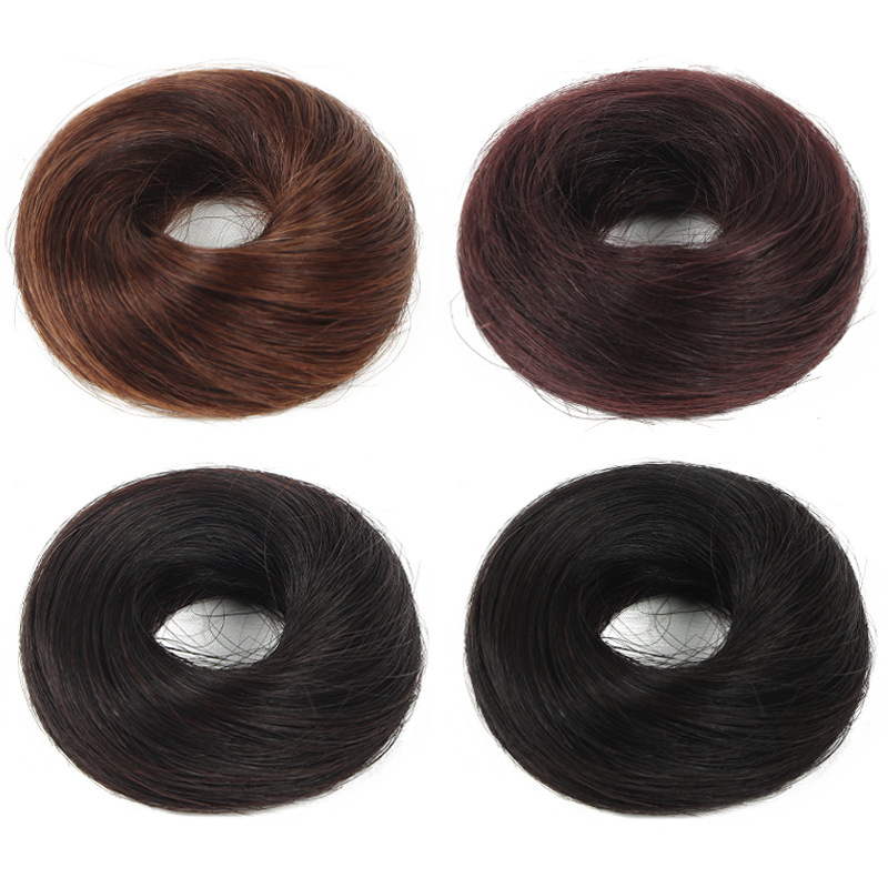 Real hair bun hair circle, fake hair bun, flower bud head, ancient costume hair bun, fluffy and natural, half bun hair decoration bun Specification image