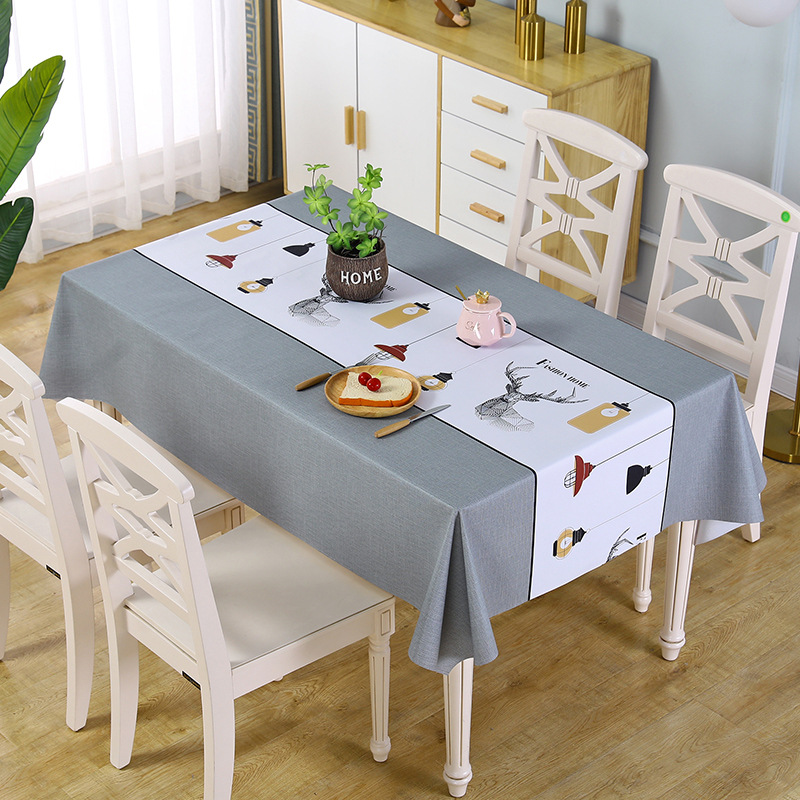 【LOVELY HOME】【 Chi Jia 】 Oil-proof no-wash tablecloth e-commerce Group purchase manufacturer wholesale Thickened and enlarged waterproof and oil-proof tablecloths, kitchen tablecloths, European-style tablecloths, geometric printed tablecloths details Picture