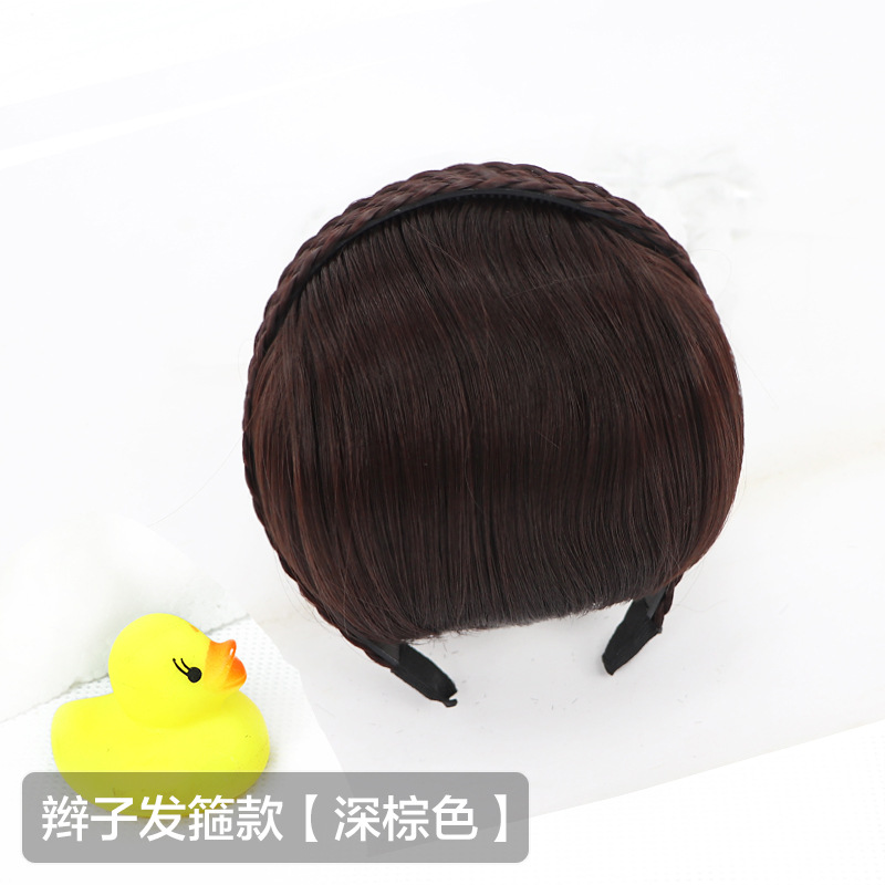 Factory wholesale full hand-woven air bangs wig pieces, real person bangs pieces, mini light and thin straight bangs hair pieces Specification image