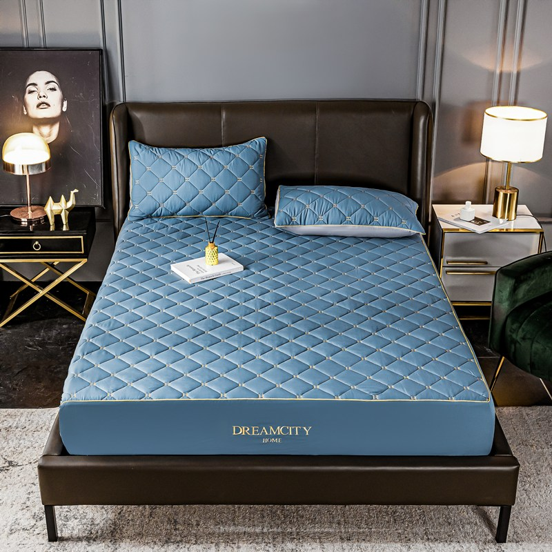 2022 Embroidered bed cover, single piece with cotton lining, thickened bedspread, bed cover, Simmons mattress protective cover details Picture