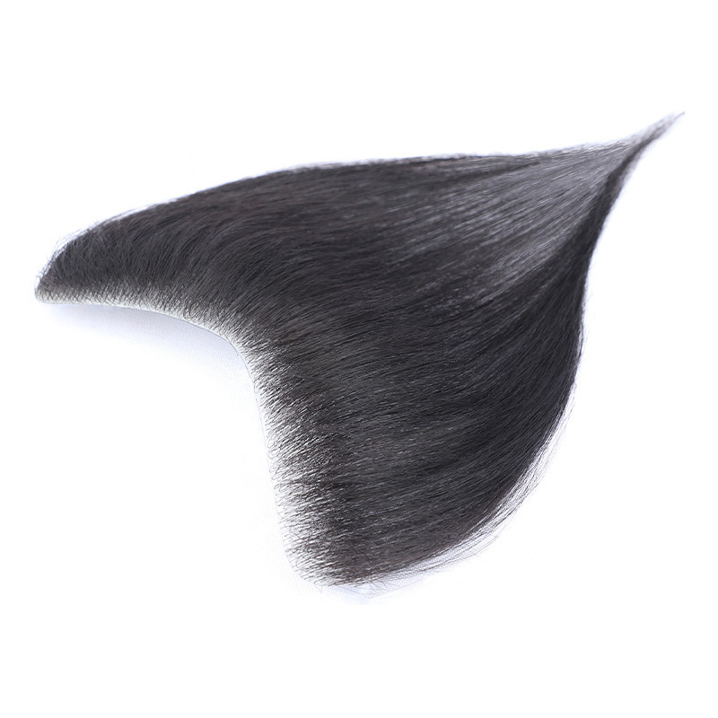 Fully hand-woven biological scalp wig, men's hairline false hair patch, real hair invisible high forehead men's forehead hair replacement patch Item Picture