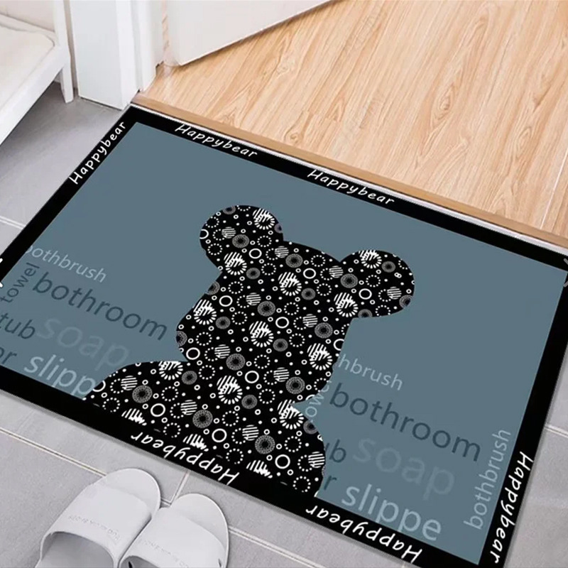 Nordic minimalist crystal velvet floor MATS, anti-slip and water-absorbent entrance floor MATS, cartoon ins style bathroom, entrance hall and toilet Application Scenario