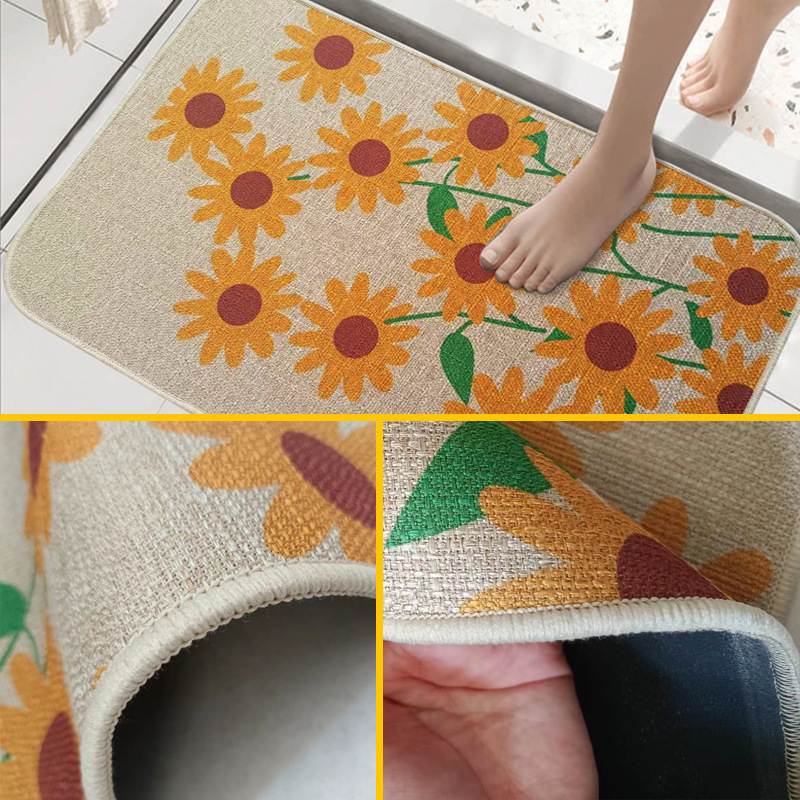 Cross-border thickened linen rubber floor mat, kitchen door oil-absorbing foot mat, household entrance hall water-absorbing bathroom anti-slip mat details Picture
