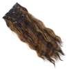 Foreign trade wigs, women's long curly hair, wig pieces, clips, four-piece set, chemical fiber hair extensions, water ripple curly hair replacement pieces Item Picture