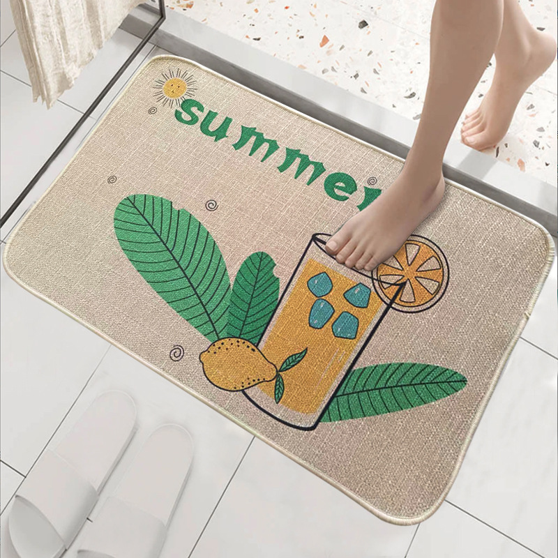 Cross-border thickened linen rubber floor mat, kitchen door oil-absorbing foot mat, household entrance hall water-absorbing bathroom anti-slip mat Application Scenario