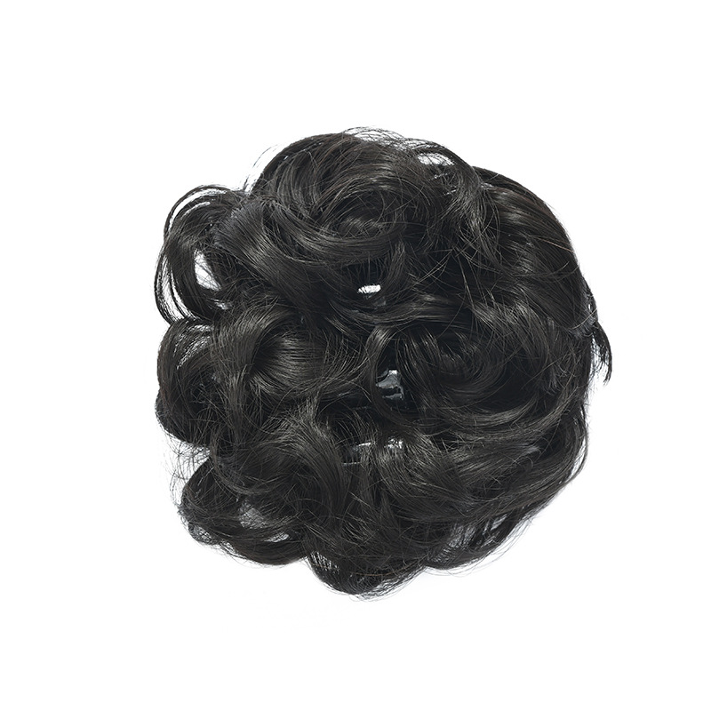 Cross-border claw clipped flower bud wig, Korean-style half-bun hairstyle, fluffy bride's curly hair, synthetic fiber high-temperature silk Item Picture