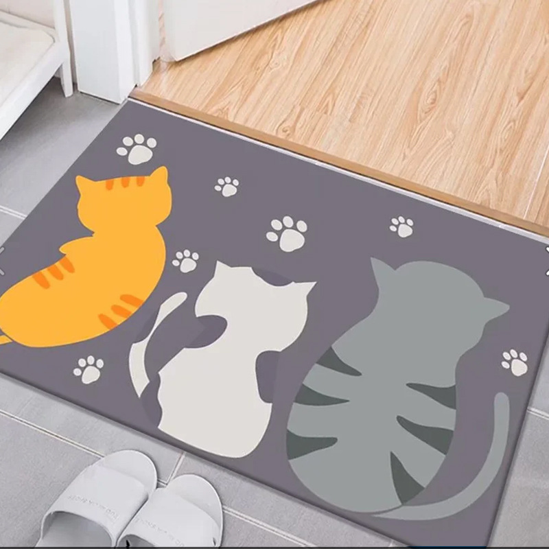 Nordic minimalist crystal velvet floor MATS, anti-slip and water-absorbent entrance floor MATS, cartoon ins style bathroom, entrance hall and toilet