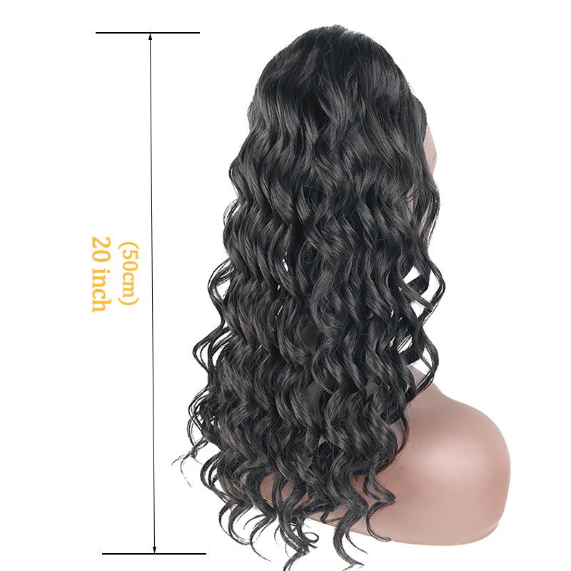 European and American long ponytail wigs, synthetic fiber fluffy small curly wigs, women's wig extensions, ponytail braids wholesale Specification image